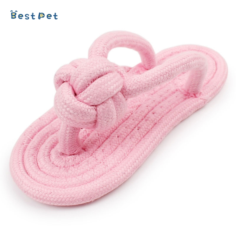 Colorful Cotton Rope Braided Slippers Dog Toys Wholesale Dog Chewing Knot Teething Toy Outdoor Pet Supplies