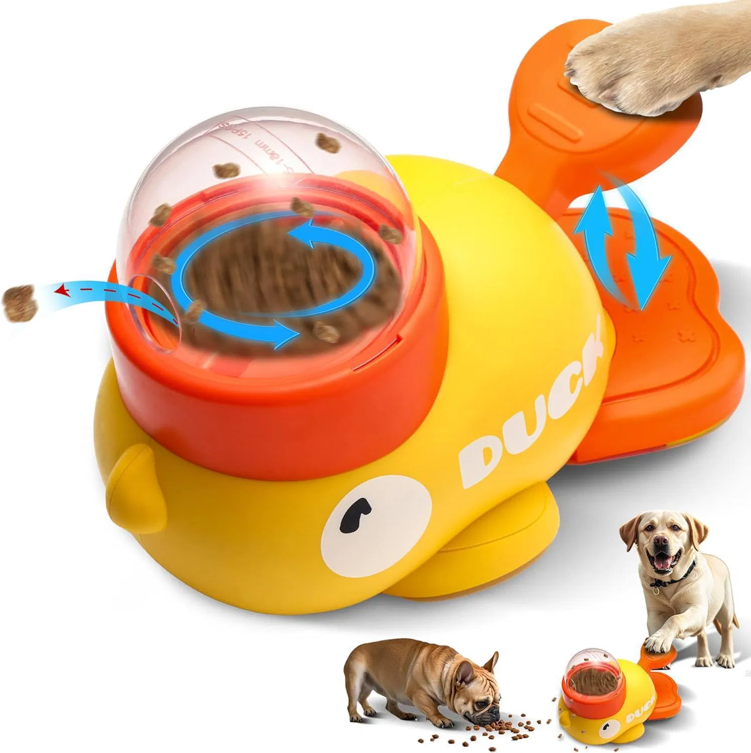 Duck Shaped 2-in-1 Interactive Pet Toy for Cats and Dogs, Puzzle Educational Pet Toy, Cat Dog Slow Feeder, Treat Dispenser Food Leakage Toy, Healthy Eating Toy