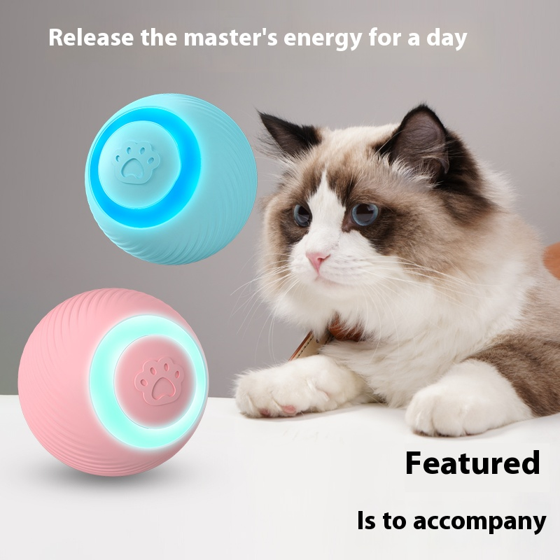 New Design Cat Toy Ball Silicone Rolling Track Ball Rechargeable Automatic Cat Teaser Goddess Playing and Running Pet Smart Toy