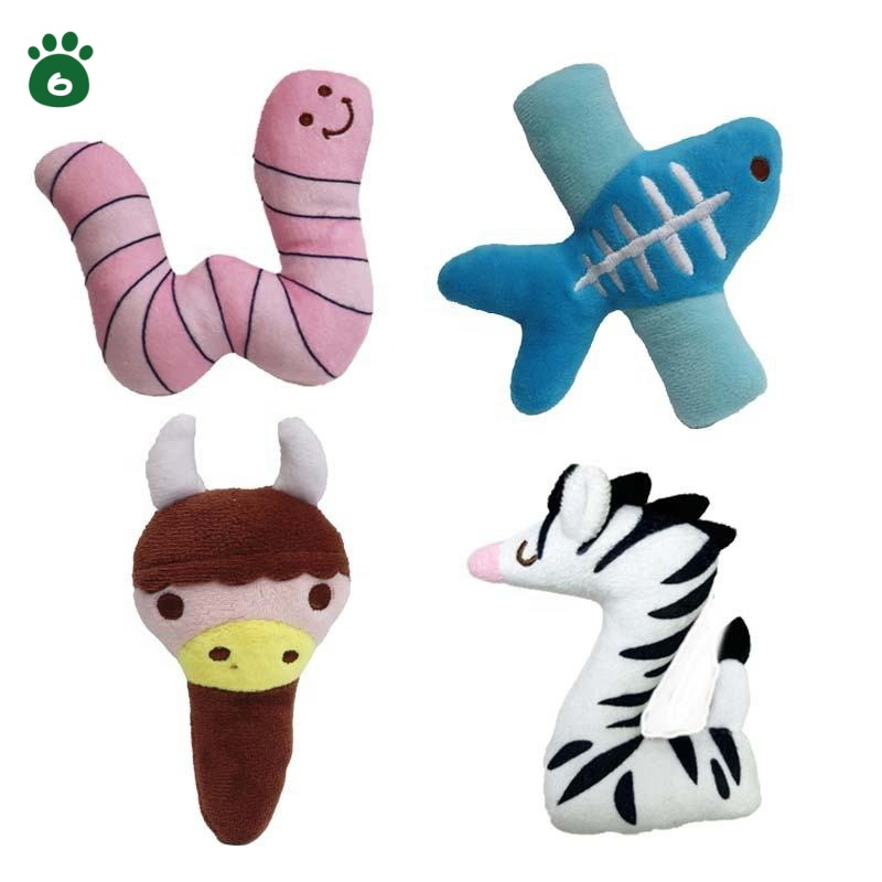 Dog Accessories Cute Animal Chew Toys for Dogs Alphabet Pet Plush Toys Squeaky Dog Toy Plush