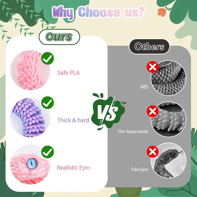 Eco Friendly 3D Printed Kids Funny Custom Viper Novelty Toys