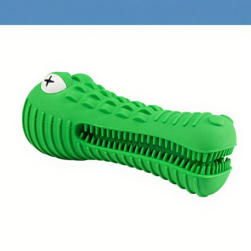 Rubber Pet Products Rod Crocodile Squeaky Dental Care Pet Toy
