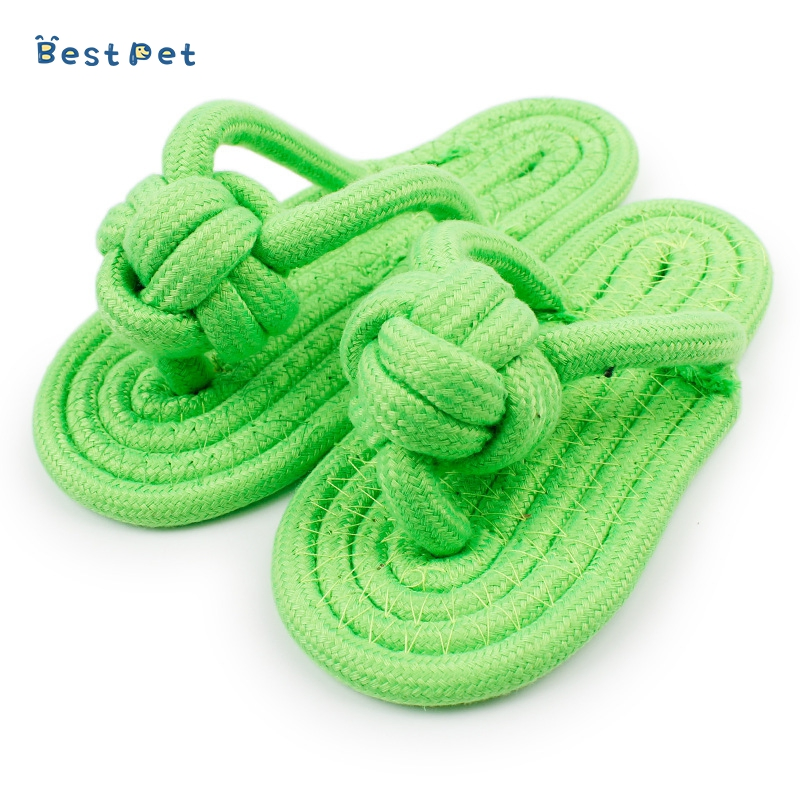 Colorful Cotton Rope Braided Slippers Dog Toys Wholesale Dog Chewing Knot Teething Toy Outdoor Pet Supplies