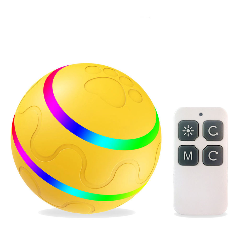 Pet Products Electronic Remote Control Luminous Pet Cat Toy USB Rechargeable Automatic Rolling Ball Dog Toys