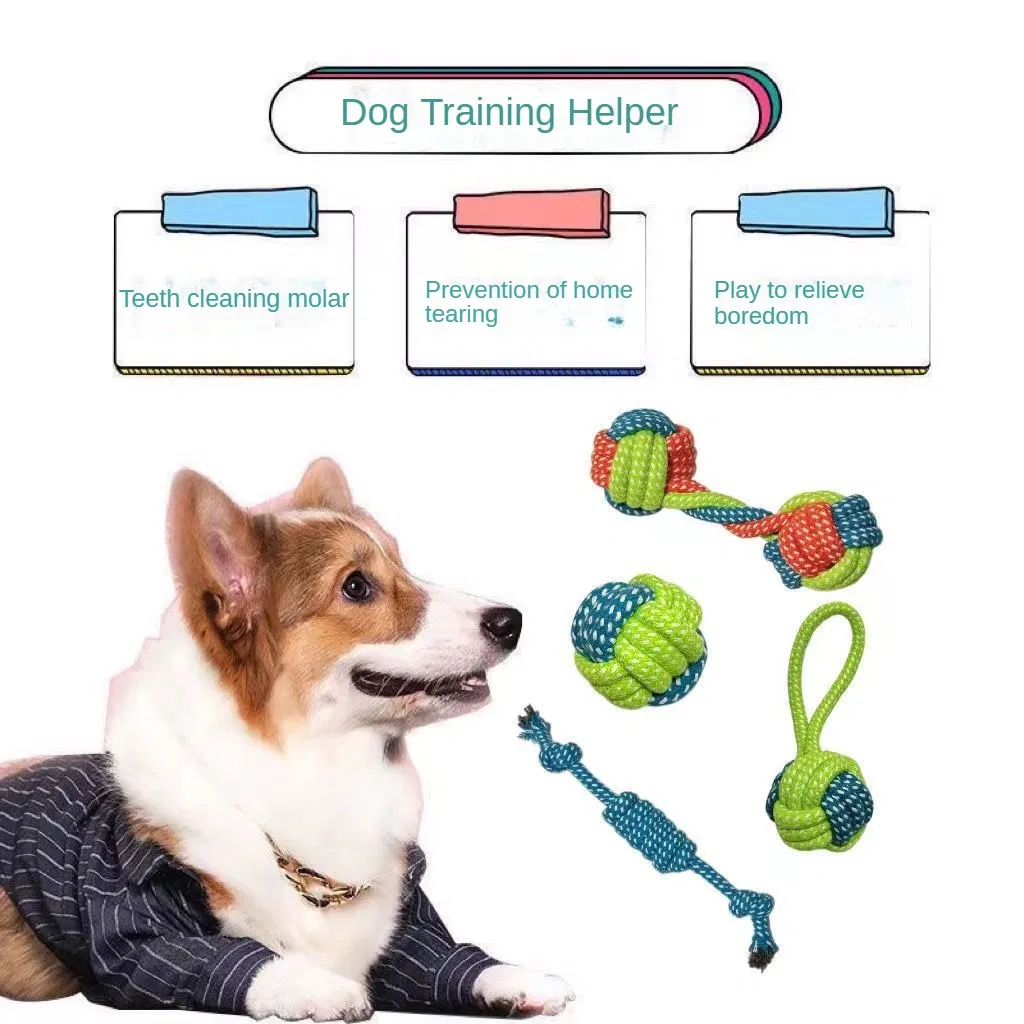 Pet Dog Toys, Rope Knot, Medium and Large Puppies, Chewing Toys, Cotton Rope, Pet Teether Toys for Entertainment