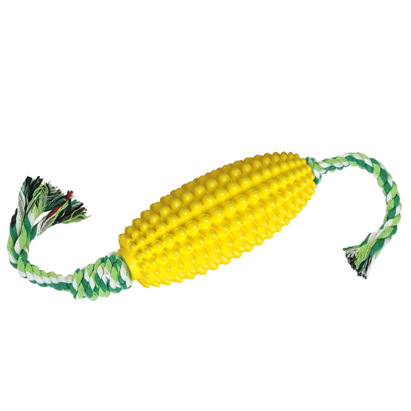 Yellow Corn Shape Dog Chew Training Walking Pet Toy