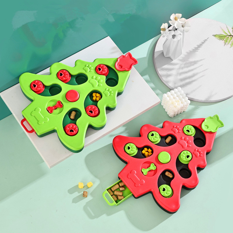 Interactive Pet Christmas Tree Game Plate Puzzle Toys for Cats