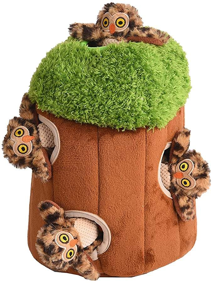 Best Selling Plush Toy Hole with Animals Squeaky Interactive Pet Tree Toy