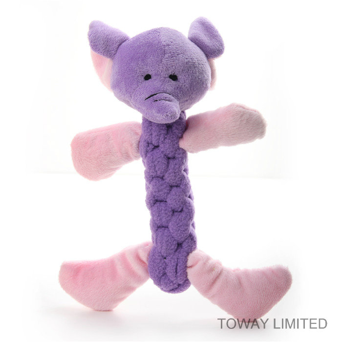 Flocked Dog Grinding Play Toys Rope Animal Pet Plush Toys