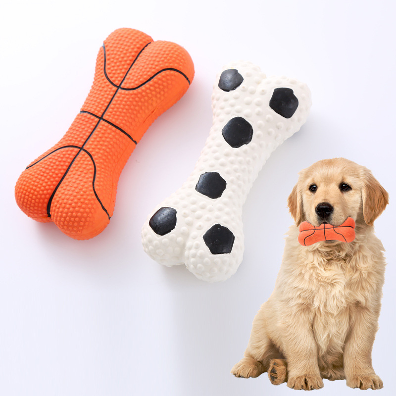Pet Dog Latex Sounding Basketball Football Bone Venting Teething Toy