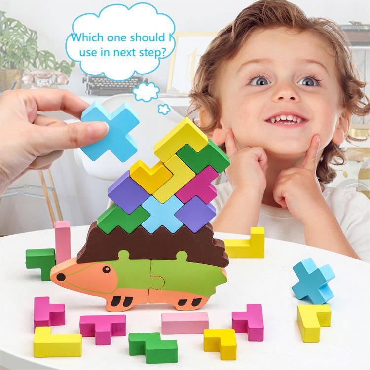 Wooden MDF 3D Puzzles Eco-Friendly Jigsaw Puzzles Stacking Toys for Kids