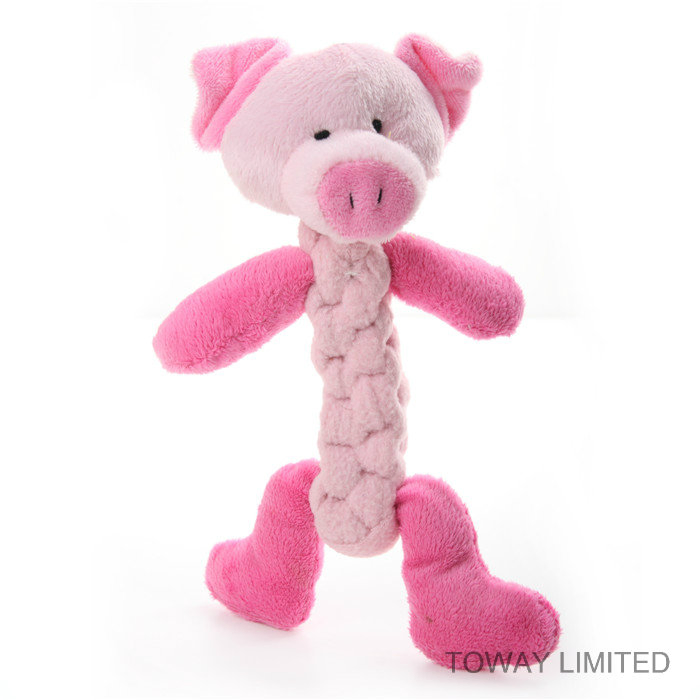 Flocked Dog Grinding Play Toys Rope Animal Pet Plush Toys