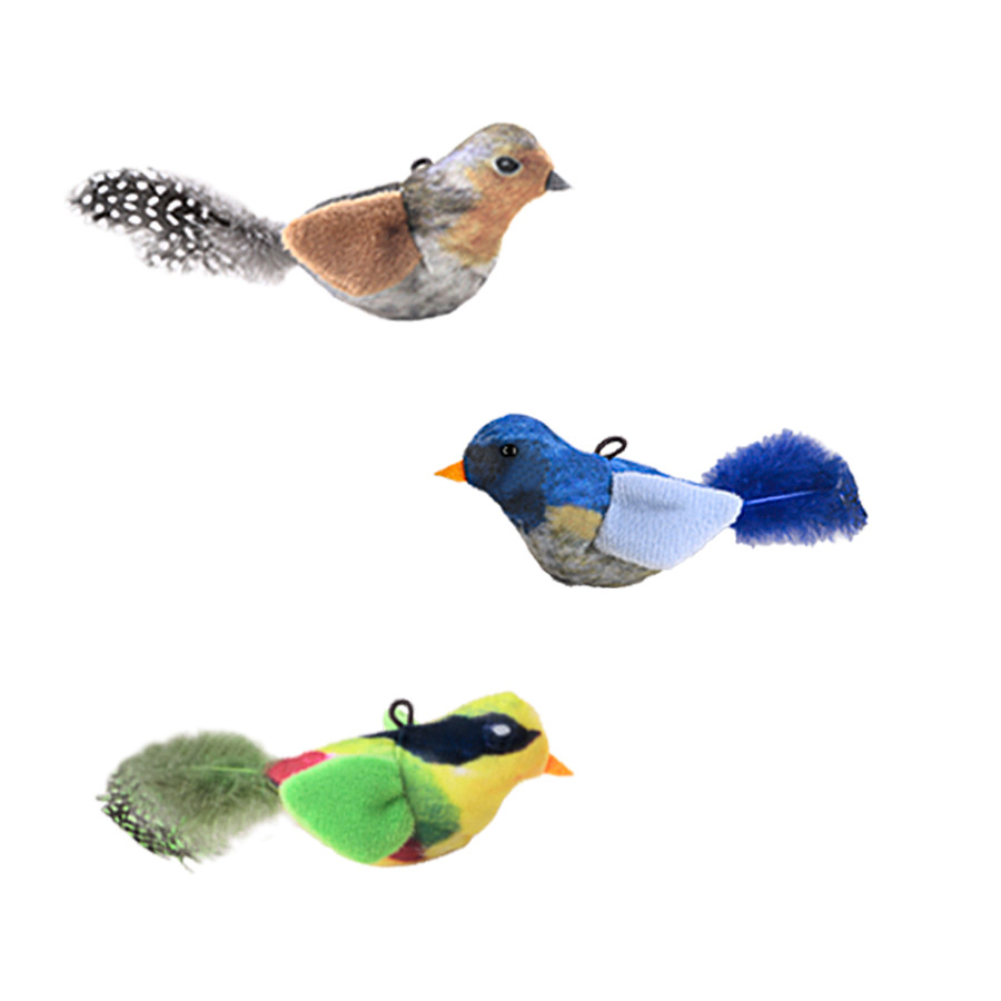New Design Squeaking Simulation Brid Style Pet Stuffed Cat Chew Catnip Toy
