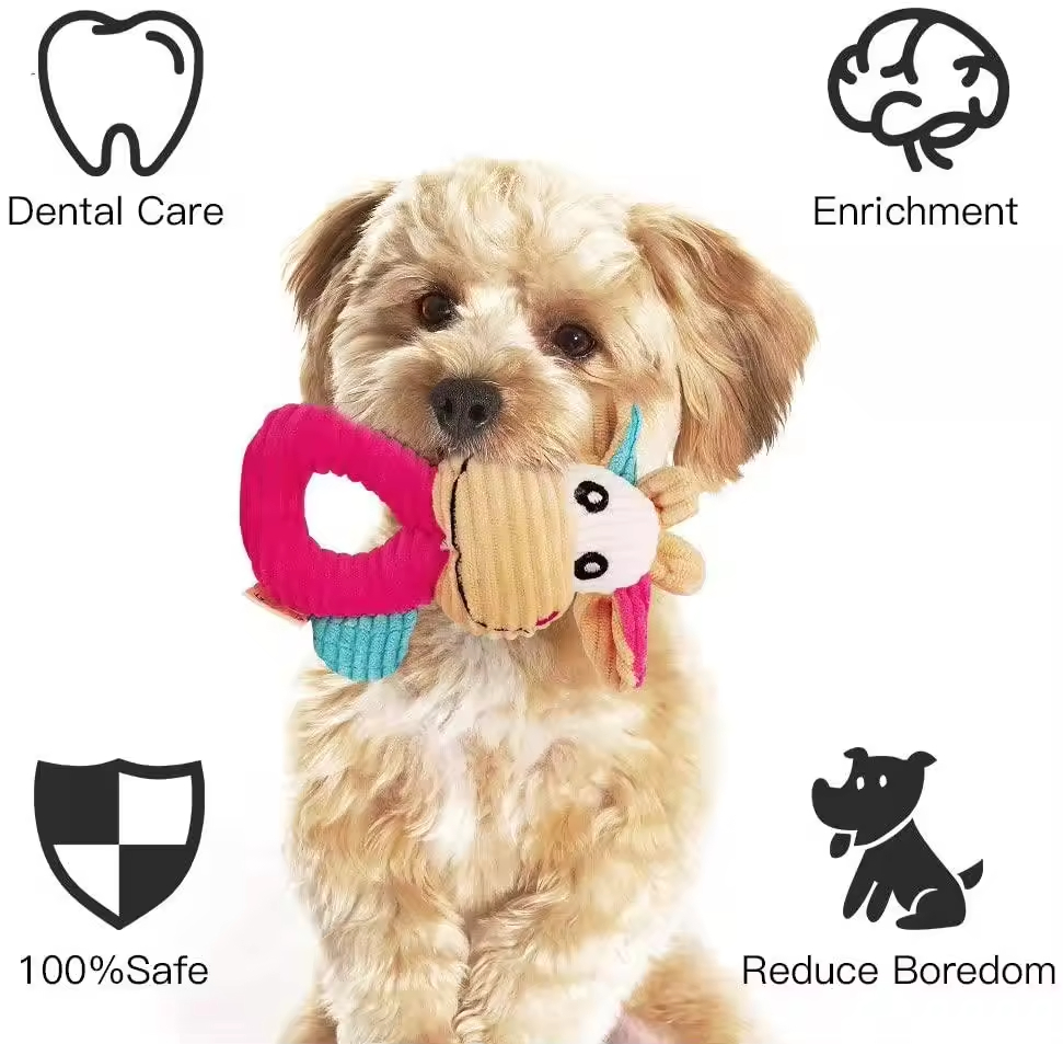 Hot-Selling Durable Safe Non-Toxic Adorable Squeaky Plush Cartoon-Animal Chew Toy for Pets