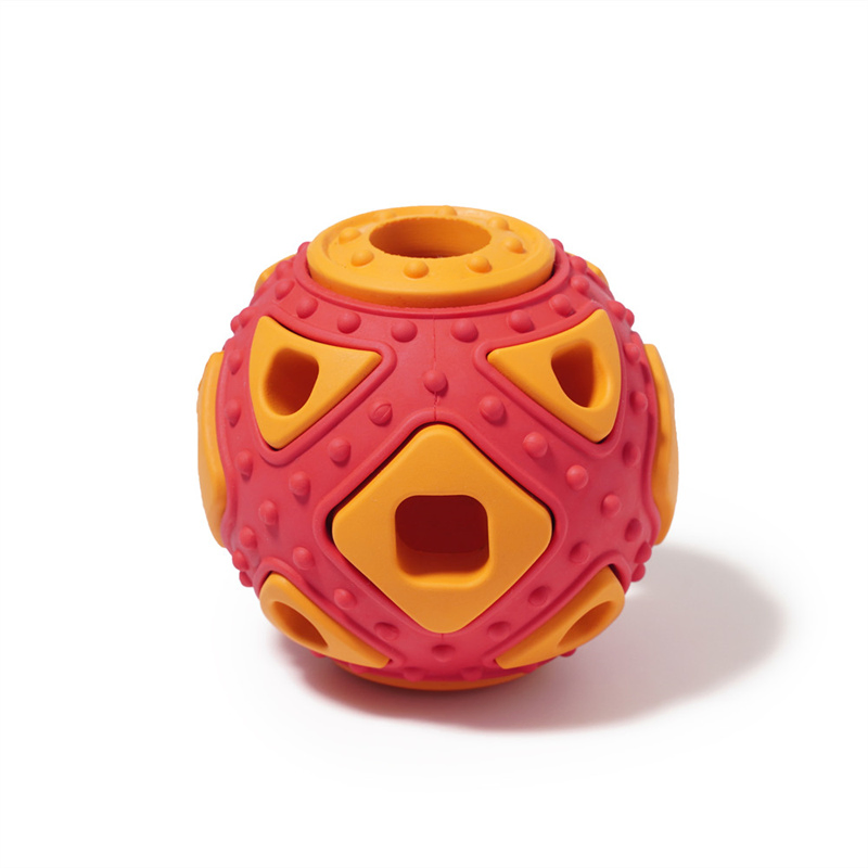Amazon Hot Sale Manufacturer Double Colors Funny Interactive Pet Chewer Toy Feeder Puzzle Chew Leaked Food Puppy Dog Ball Chew Toys