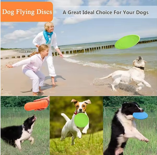 Manufacturer Wholesale Food Grade Silicone Customized Floating Pet Training Toy Interactive Chew Toys Saucer Dog Frisbeed