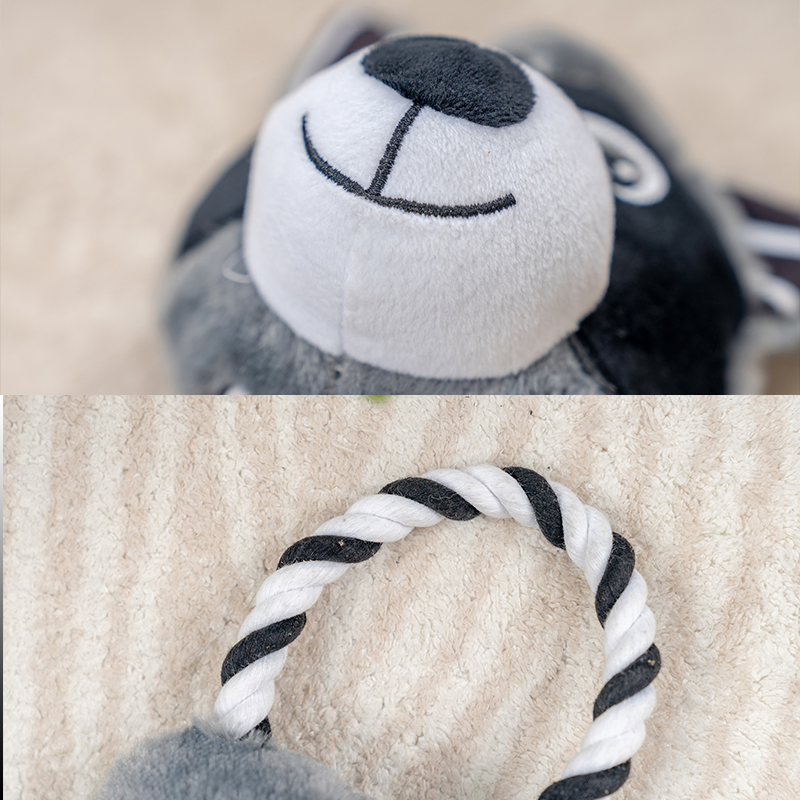 Rena Pet Black White Cute Animal Squeaker Stuffed Soft Classical Print Dog Rope Plush Toy