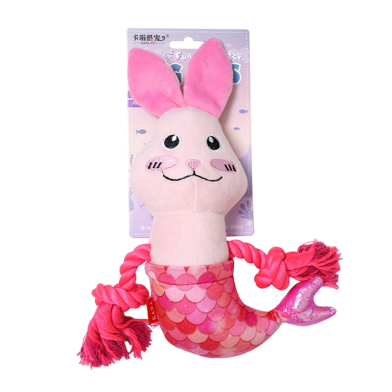 New Arrival Pet Supply Plush Animal Rabbit Deer Frog Ringing Paper Cotton Rope Dog Chew Cat Interactive Toy