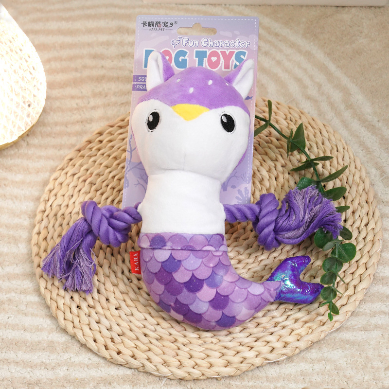 New Arrival Pet Supply Plush Animal Rabbit Deer Frog Ringing Paper Cotton Rope Dog Chew Cat Interactive Toy