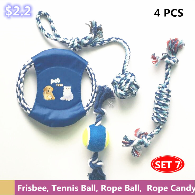 Durable Pet Dog Tennis Ball Rope Chew Toy Rope Set