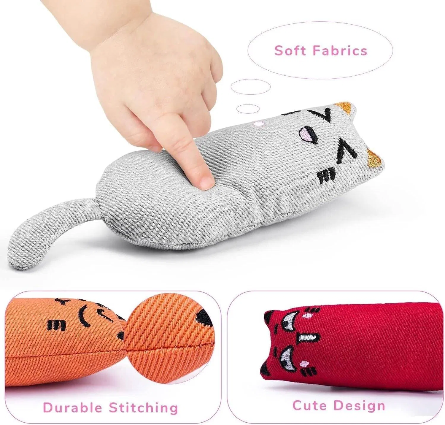 Hot Sales New Design Embroidered Custom Plush Cat Toy Stuffed with Catnip Pet Toys