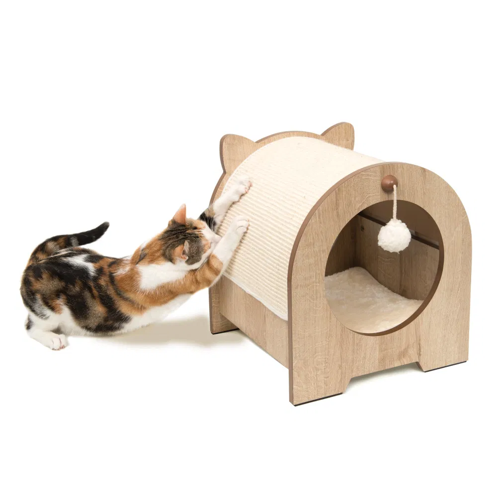 Small Cat Tree Tower Pet Bed 100% Natural Sisal Scratching Post Specially Designed for Indoor Cats Durable Scratching Toy Enhances Cat's Climbing &amp; Jumping Fun