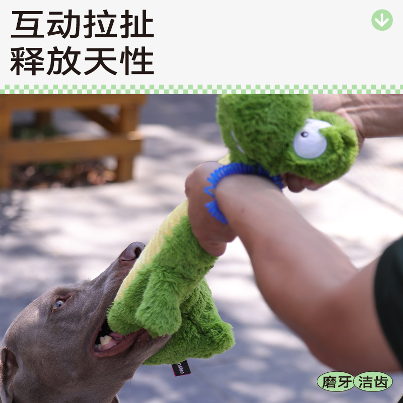 Green Crocodile Fluffy Soft Plush Stuffed Dog Squeaky Wholesale Pet Chewy Toys