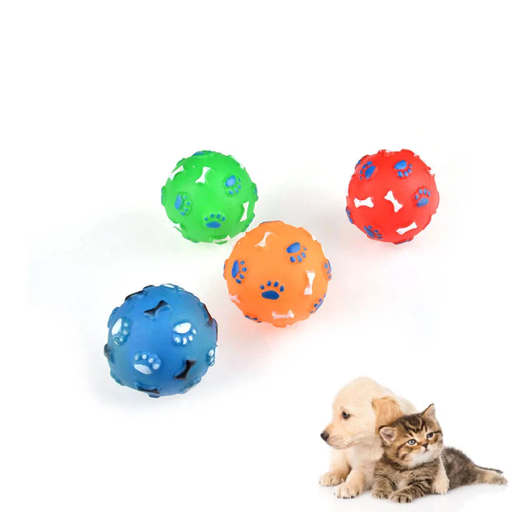 Colorful Squeaky Sound Training Biting Resistant Teeth Pet Leaking Food Dog Chew Toy Ball