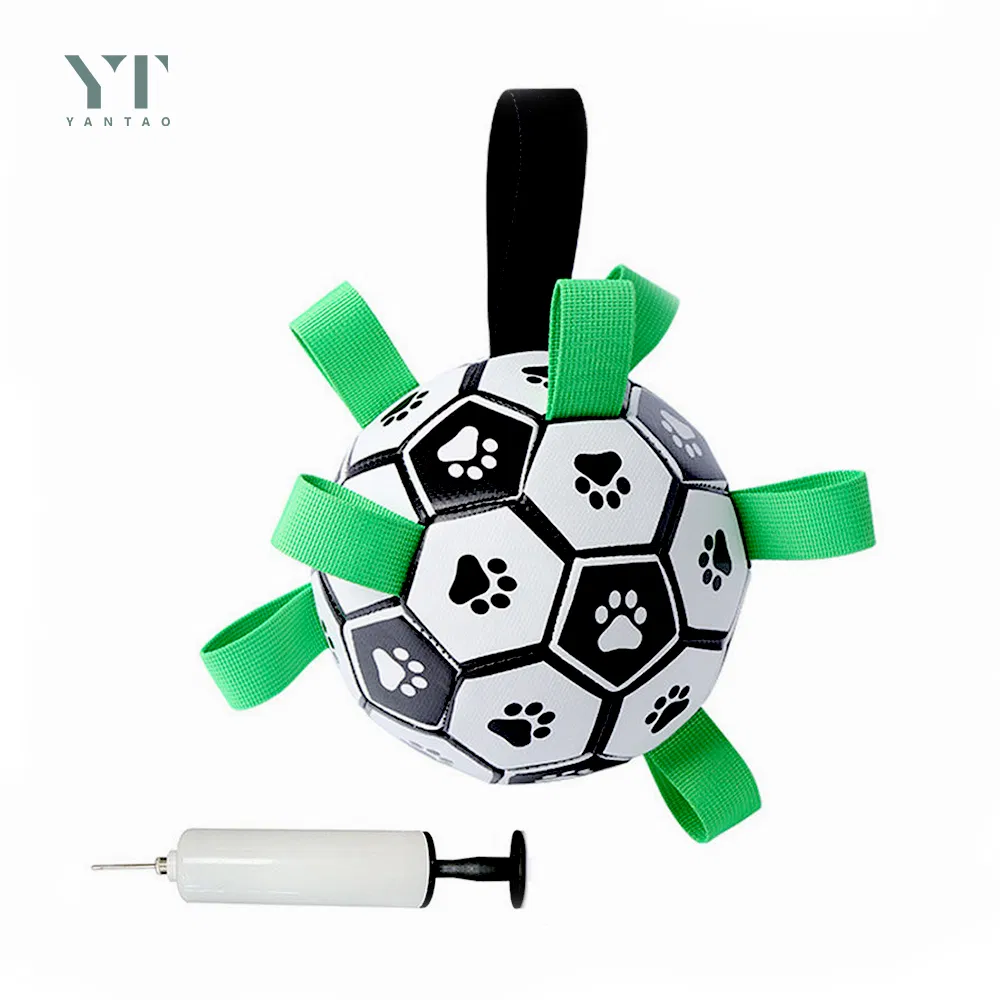 Dog Toys Interactive Pet Football Toys with Grab Tabs Dog Outdoor Training Soccer Pet Bite Chew Balls for Dog Accessories