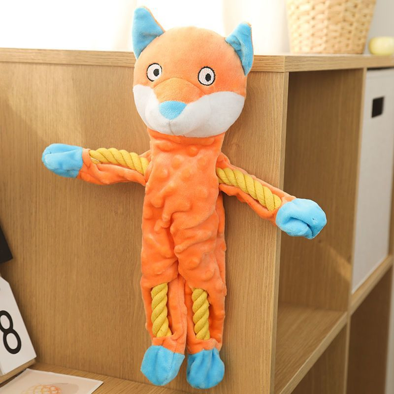 Custom Pet Supply Wholesale Plush Cartoon Animal Dog Chew Squeaky Teething Rope Toy