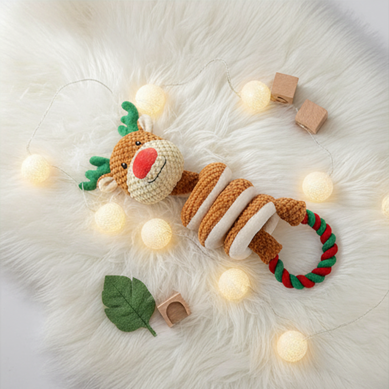 Pet Product Plush Christmas Dog Toys with Interactive Sound for Cognitive Fun