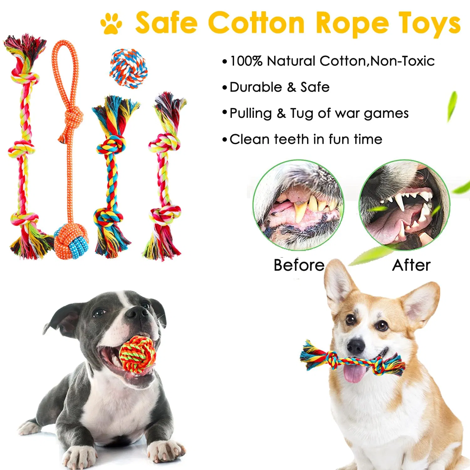 Bulk Squeaking Plush Rope Balls Tug War Small Dogs Pet Toys Collection