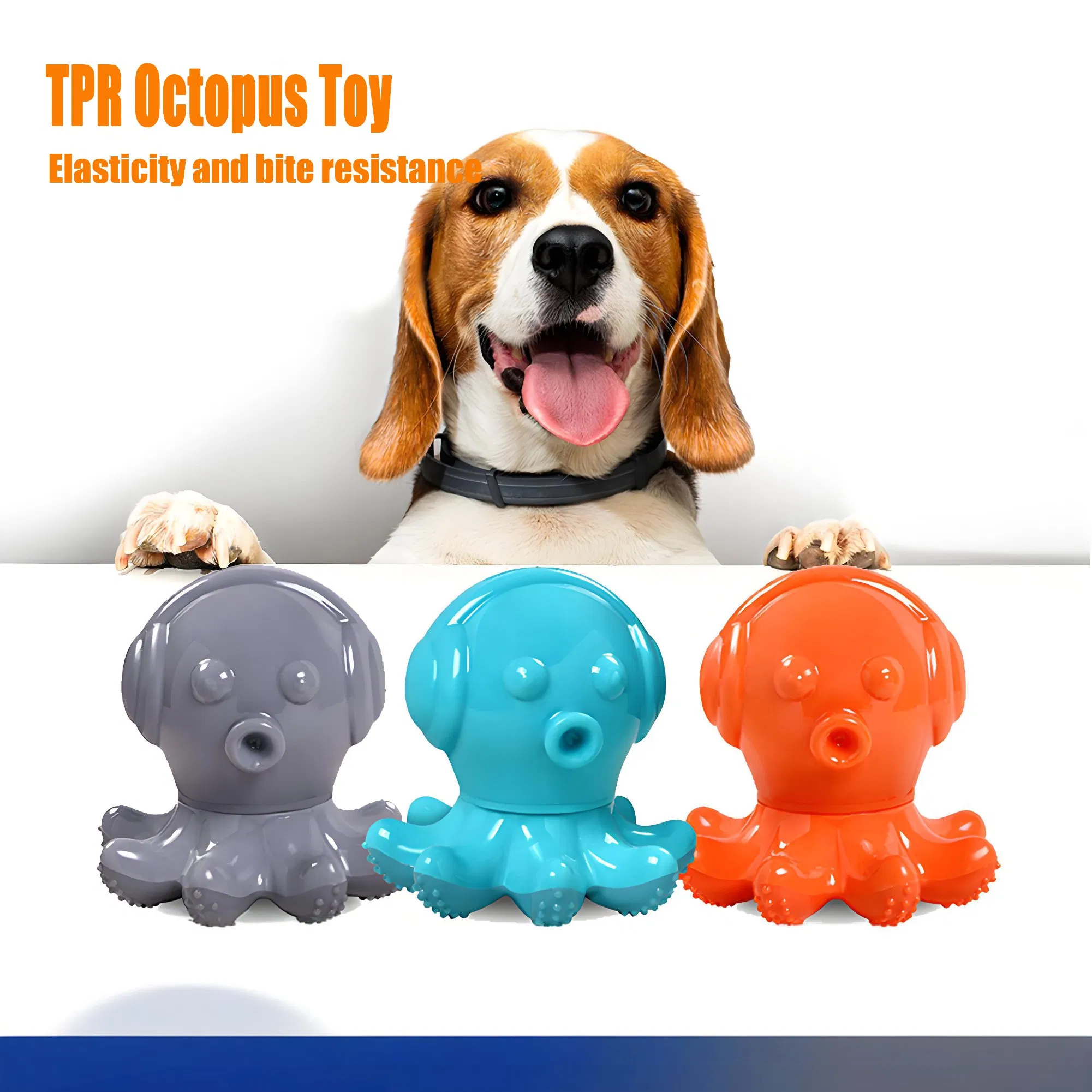 TPR Octopus Dog Chew Toy with Headphones - Durable Squeaky Pet Toys for Aggressive Chewers, Puppy Teething, Pet Supplies