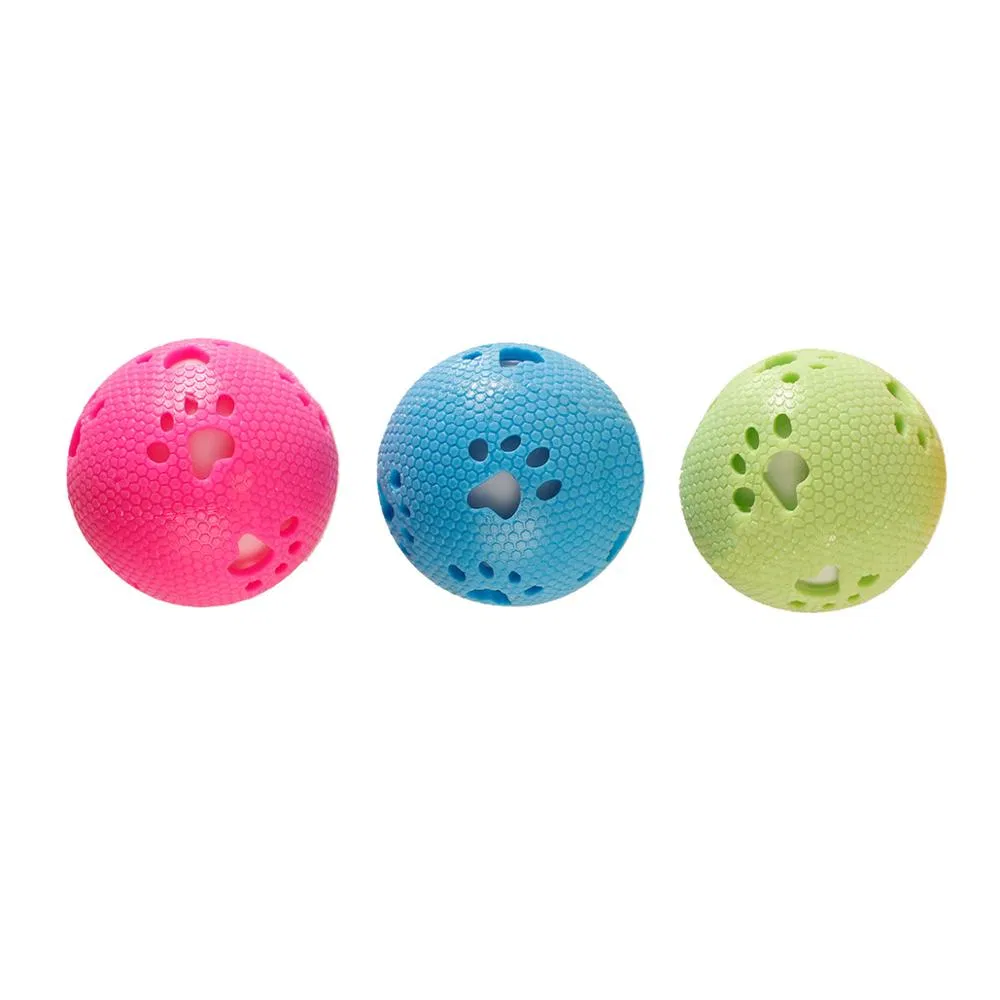Wholesale TPR Sound and Lights Paw Print Dog Ball Durable Non-Toxic Pet Toy