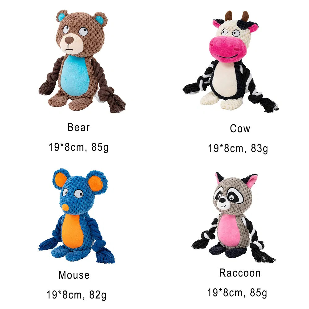 Christmas Gift Pet Squeaky Knot Chewing Plush Toy with Cotton Rope Legs