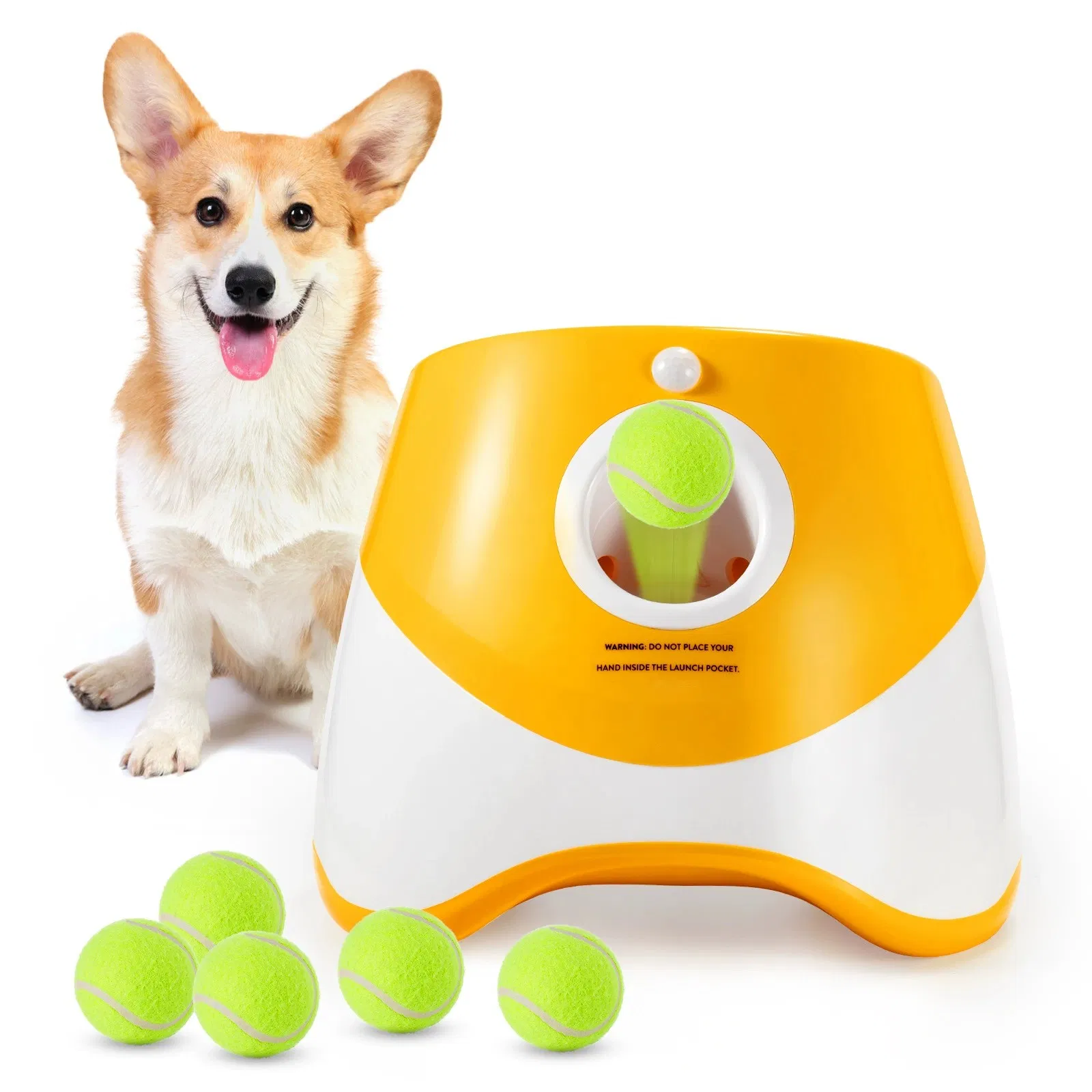 Automatic Dog Flying Toy Throwing Tennis Playground Ball Launcher Pet Food Emission Device Feeder Interactive Dog Ball Launcher