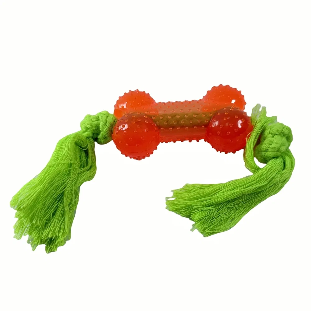 Reinforced Bone Shape Pet Dog Toys with Colorful Rope for Tug Training