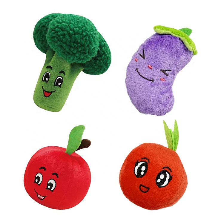 U-Pets Factory Direct Supply Dog Toy Interactive Vegetable Fruits Plush Dog Toys Squeaky