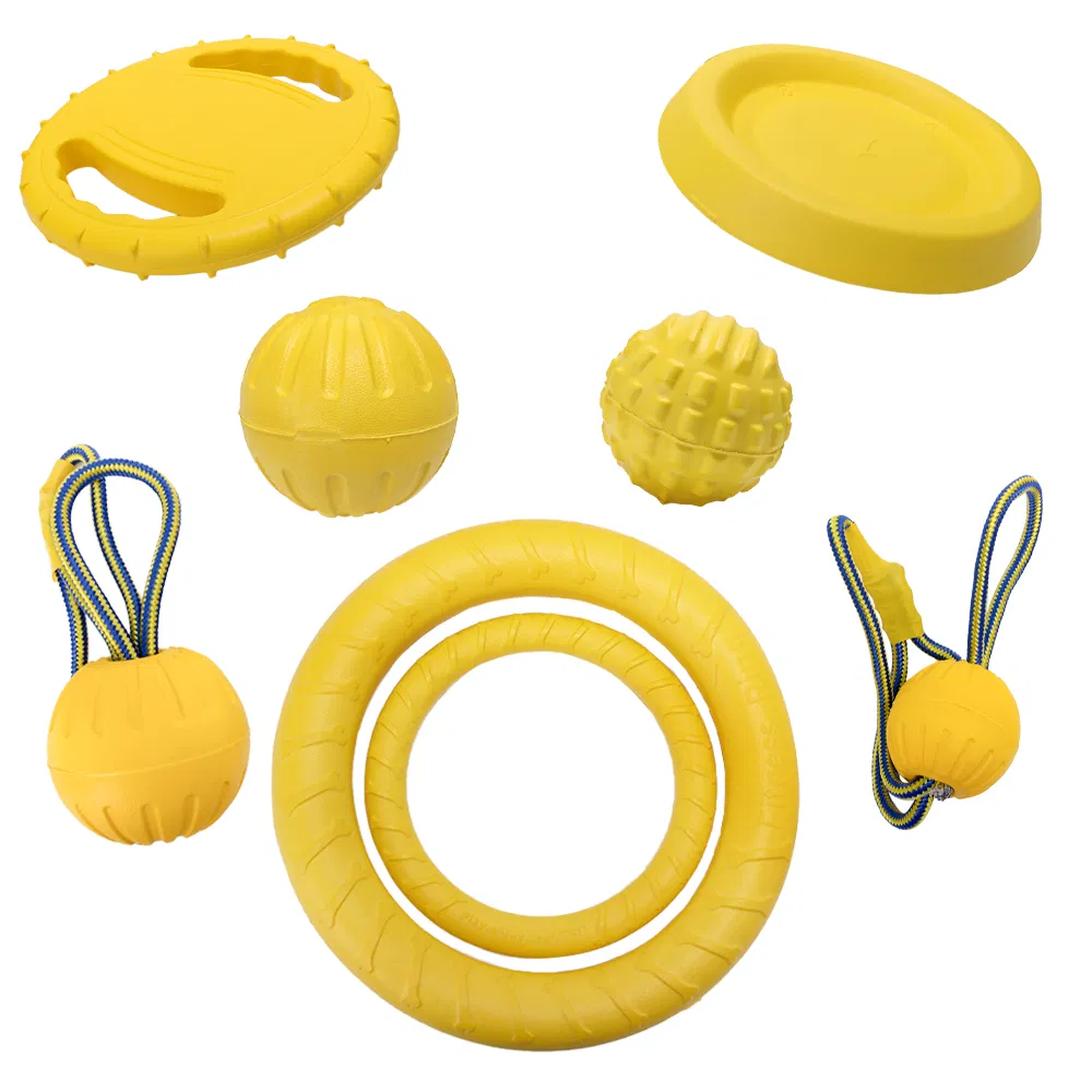 2025 Cheap Price Yellow Bite Resistant EVA Foam Floating Flying Disc Ring Rope Ball Training Pet Dog Toy