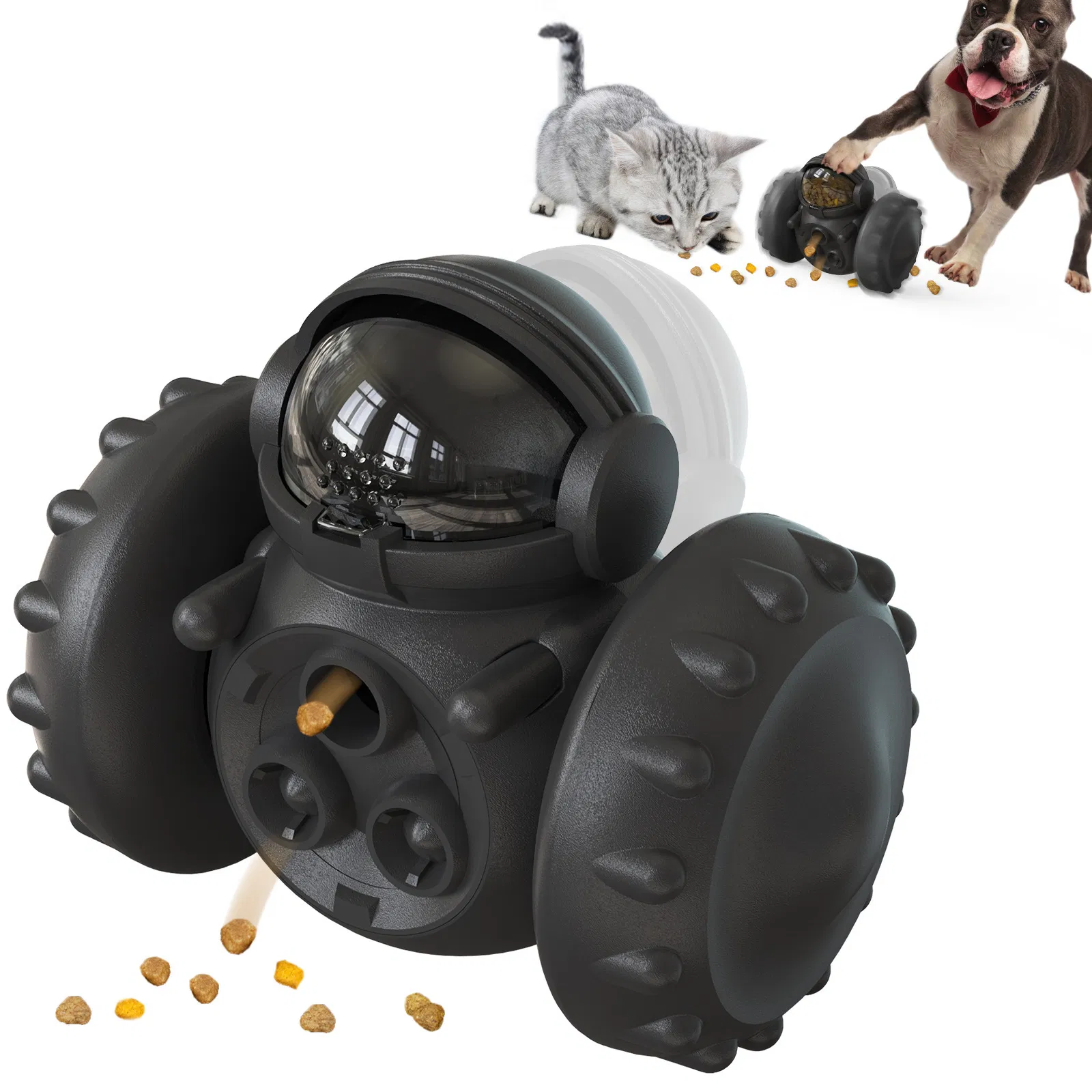 Bite Resistant Slow Feeder Treat Dispensing Robot Interactive Dog Toys-Bite Resistant Slow Feeder Treat Dispensing Dog Toys