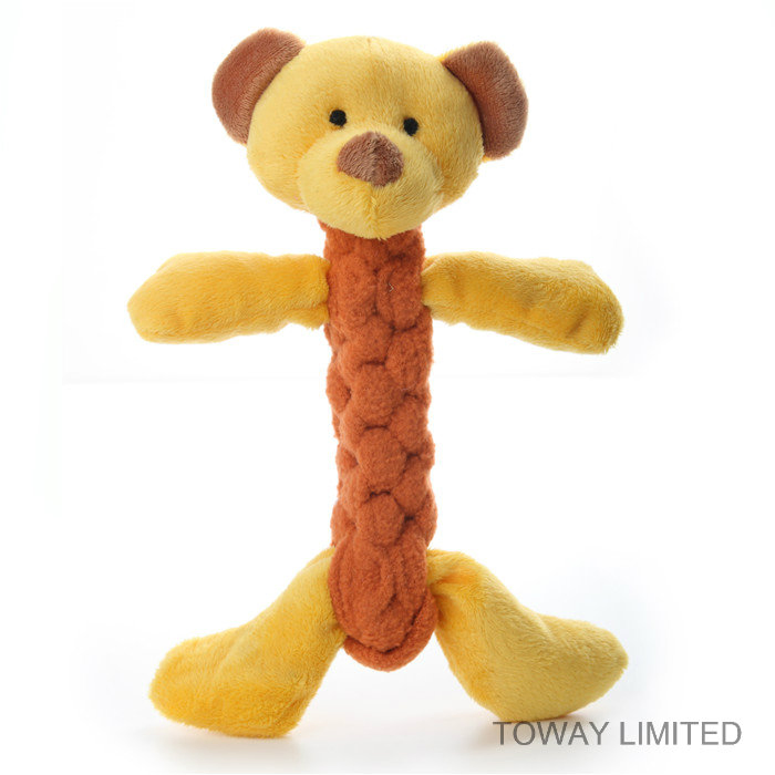 Flocked Dog Grinding Play Toys Rope Animal Pet Plush Toys