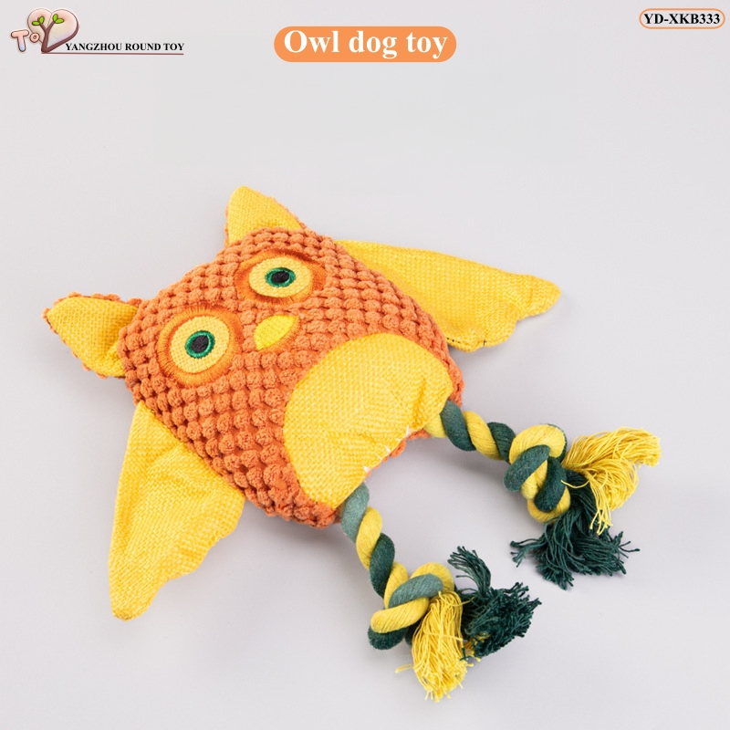 Owl Soft Plush Rope Knotted Dog Chewy Squeaky Wholesale Pet Toys