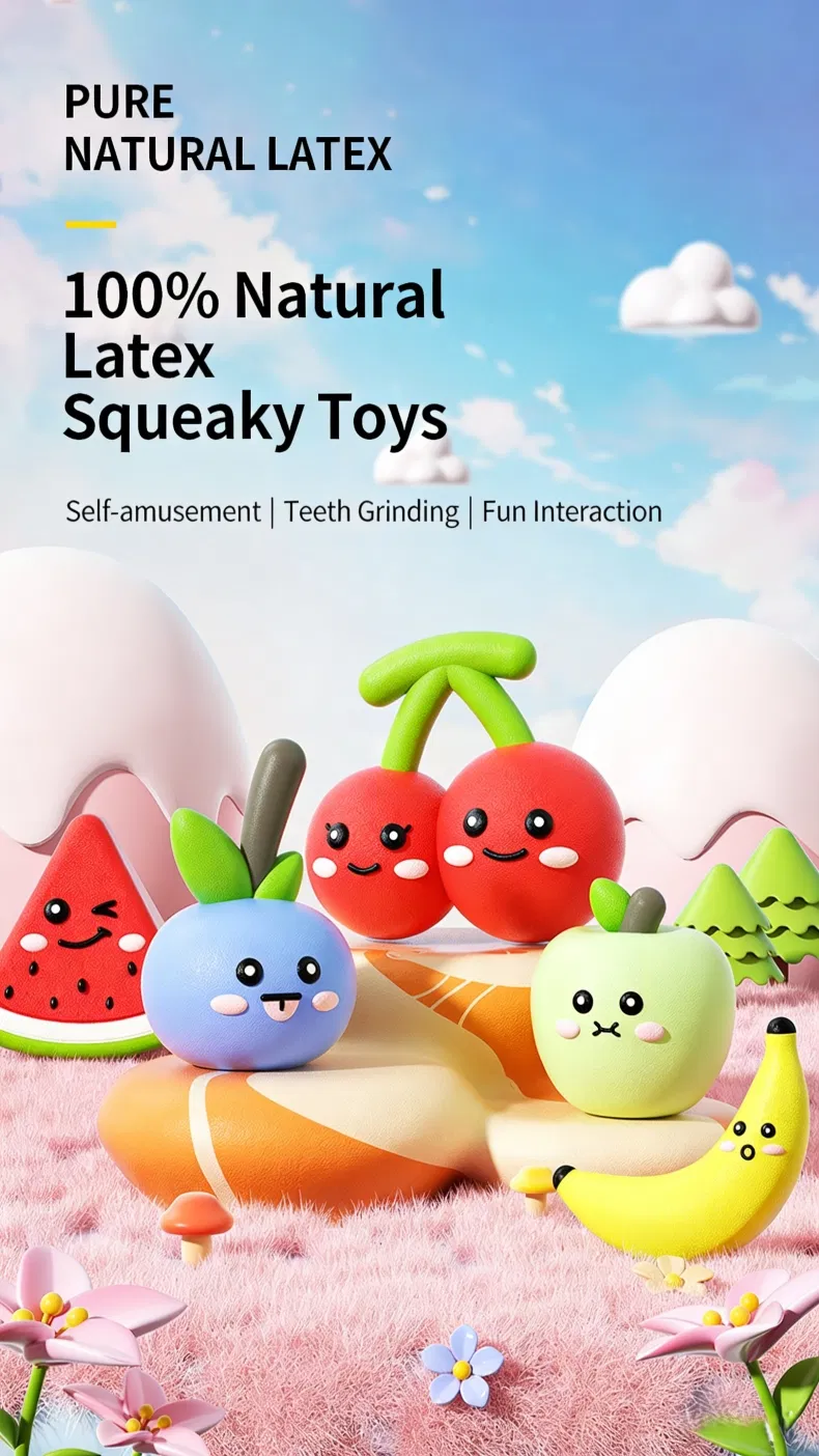Cute Fruit Latex Durable Squeaky Pet Chew Toy