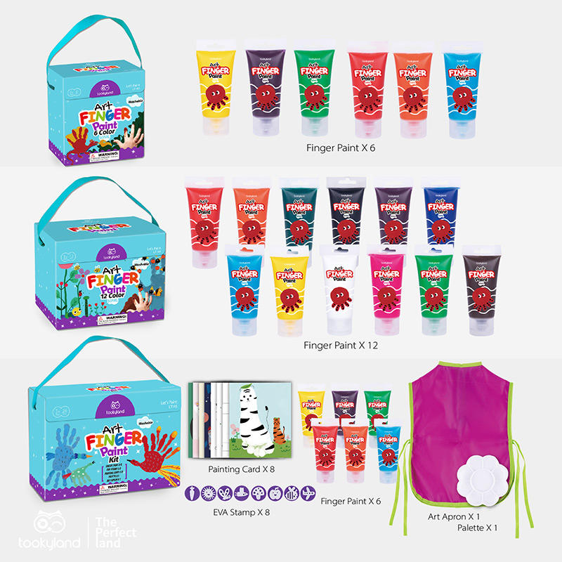 Non-Toxic Children's Washable Finger Painting 12 Color Eco-Friendly Acrylic Kit Set Drawing Toys for Kids