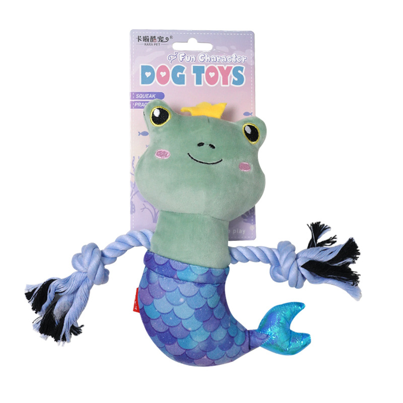 New Arrival Pet Supply Plush Animal Rabbit Deer Frog Ringing Paper Cotton Rope Dog Chew Cat Interactive Toy