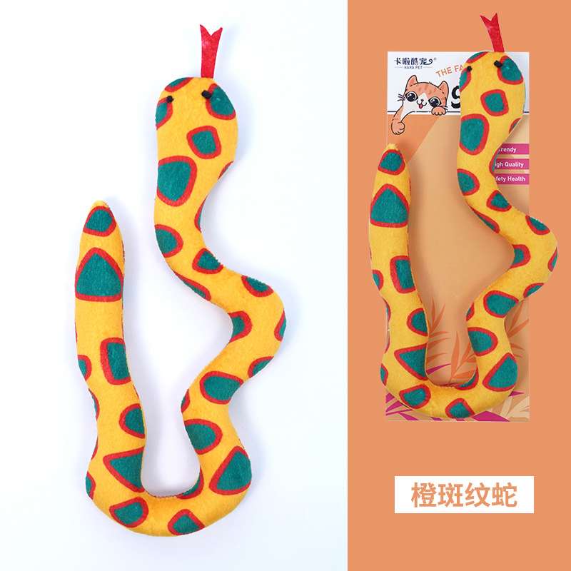 Cat Toys for Self-Entertainment Snake Ophidian Shape Plush Toys with Catnip Pet Dog Toys