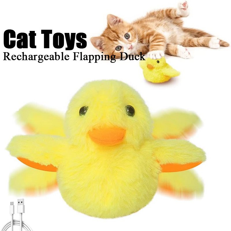 Duck Shape Electronic Cat Plush Toy Cute Interactive Teasing Smart Pet Toys with Catnip Sound