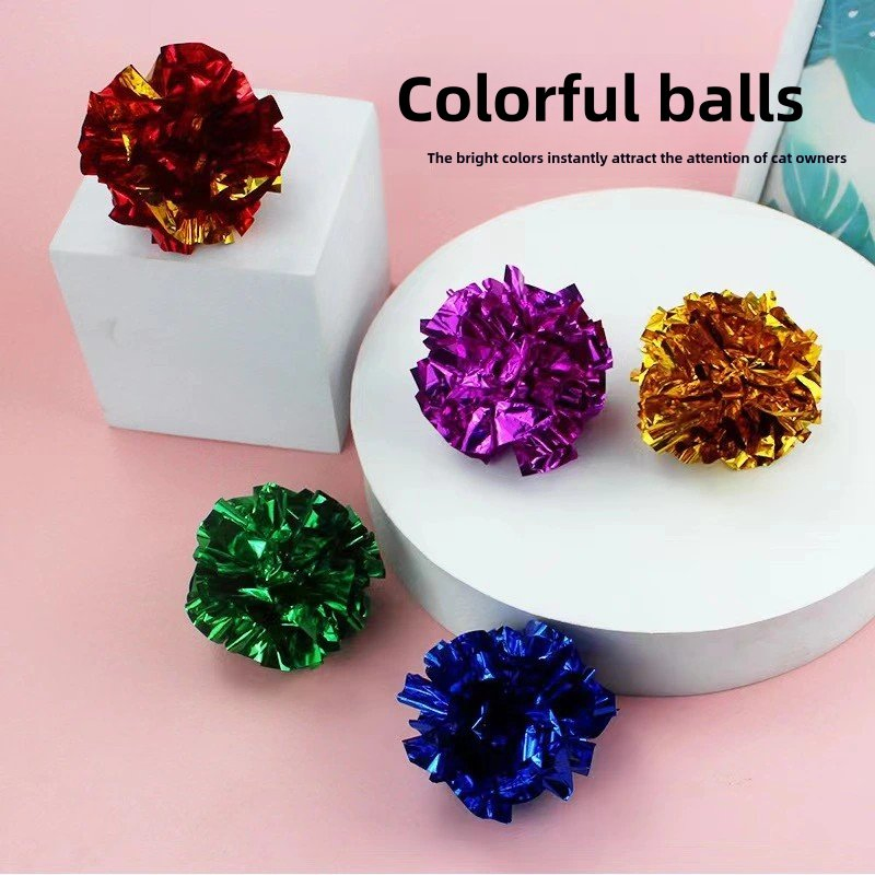 New Cat Toy Rattle Paper Balls Colourful Cat Scratching Balls Teasing Balls Interactive Scratching Balls Pet Toy