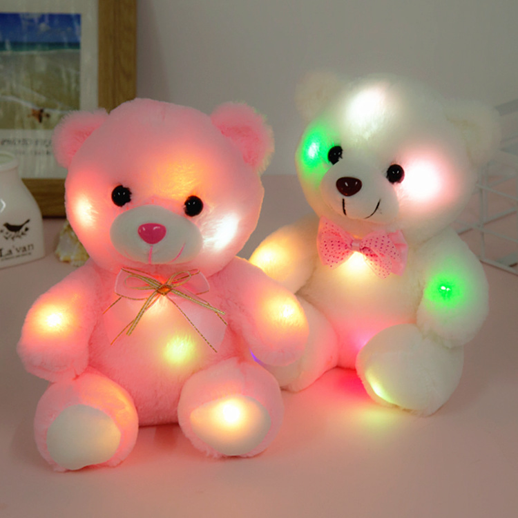 New Heim Velvet Colorful Teddy Doll Children's Gift Luminous Bear Pet Plush Toy Wholesale Doll