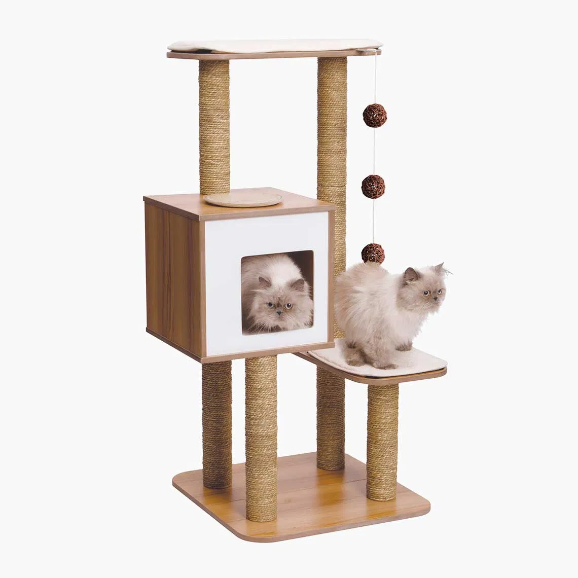 Small Cat Tree Tower Pet Bed 100% Natural Sisal Scratching Post Specially Designed for Indoor Cats Durable Scratching Toy Enhances Cat's Climbing &amp; Jumping Fun